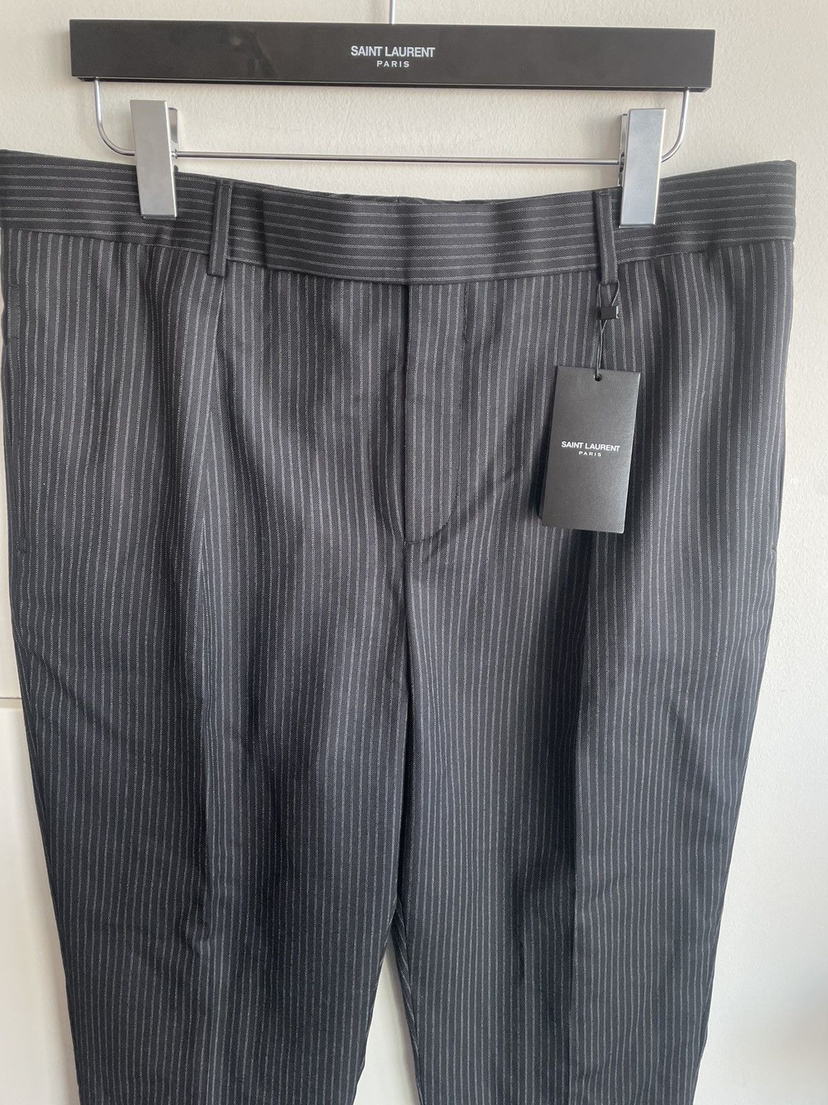 Hedi Slimane × Saint Laurent Paris × Yves Saint Laurent Rare Classic Sold Out Striped Rive Gauche Wool Silk Pant Size US 34 / EU 50 - 17 Thumbnail