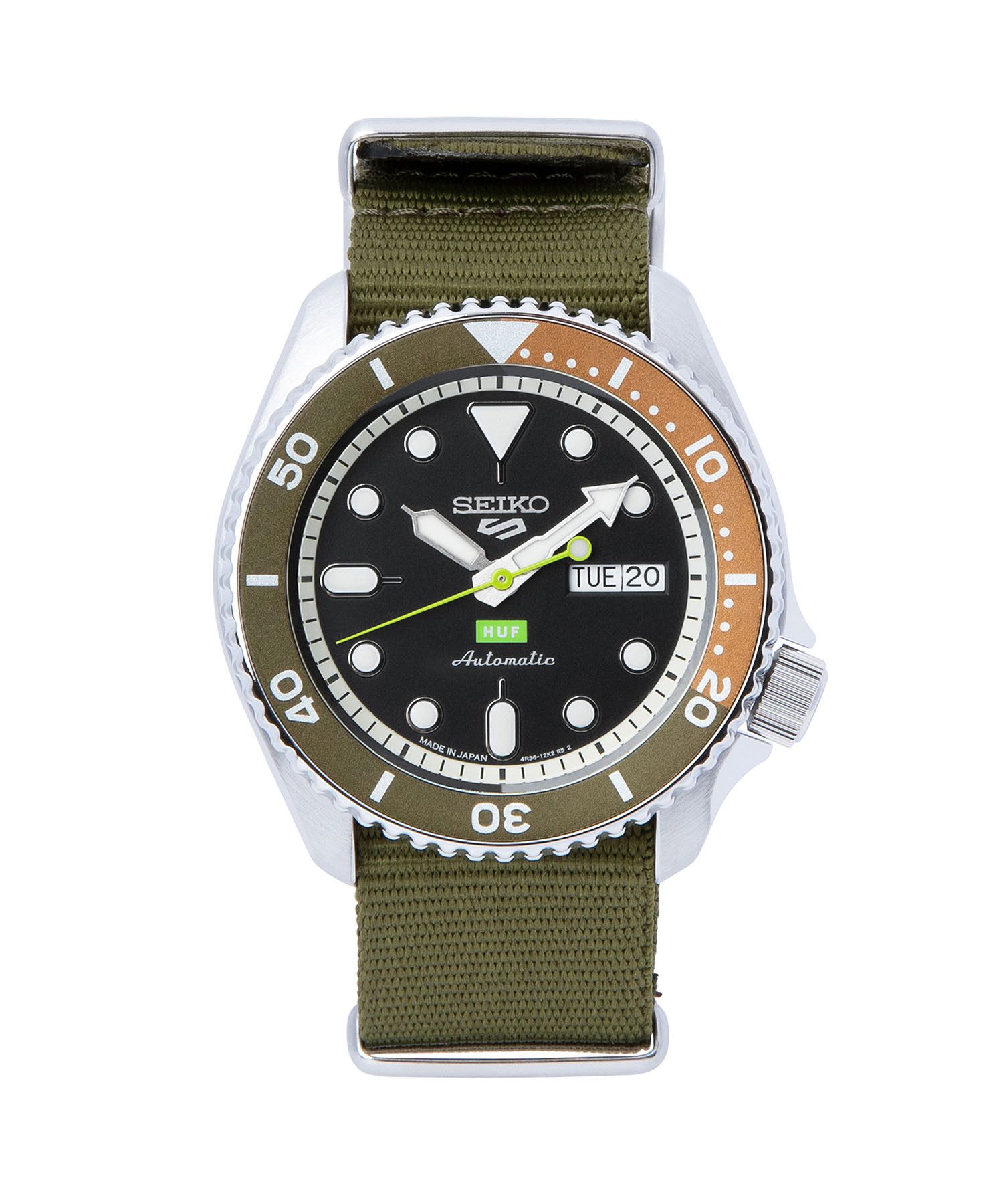 Seiko SEIKO 5 Sport x HUF Limited Edition Khaki Watch (1/1000) | Grailed