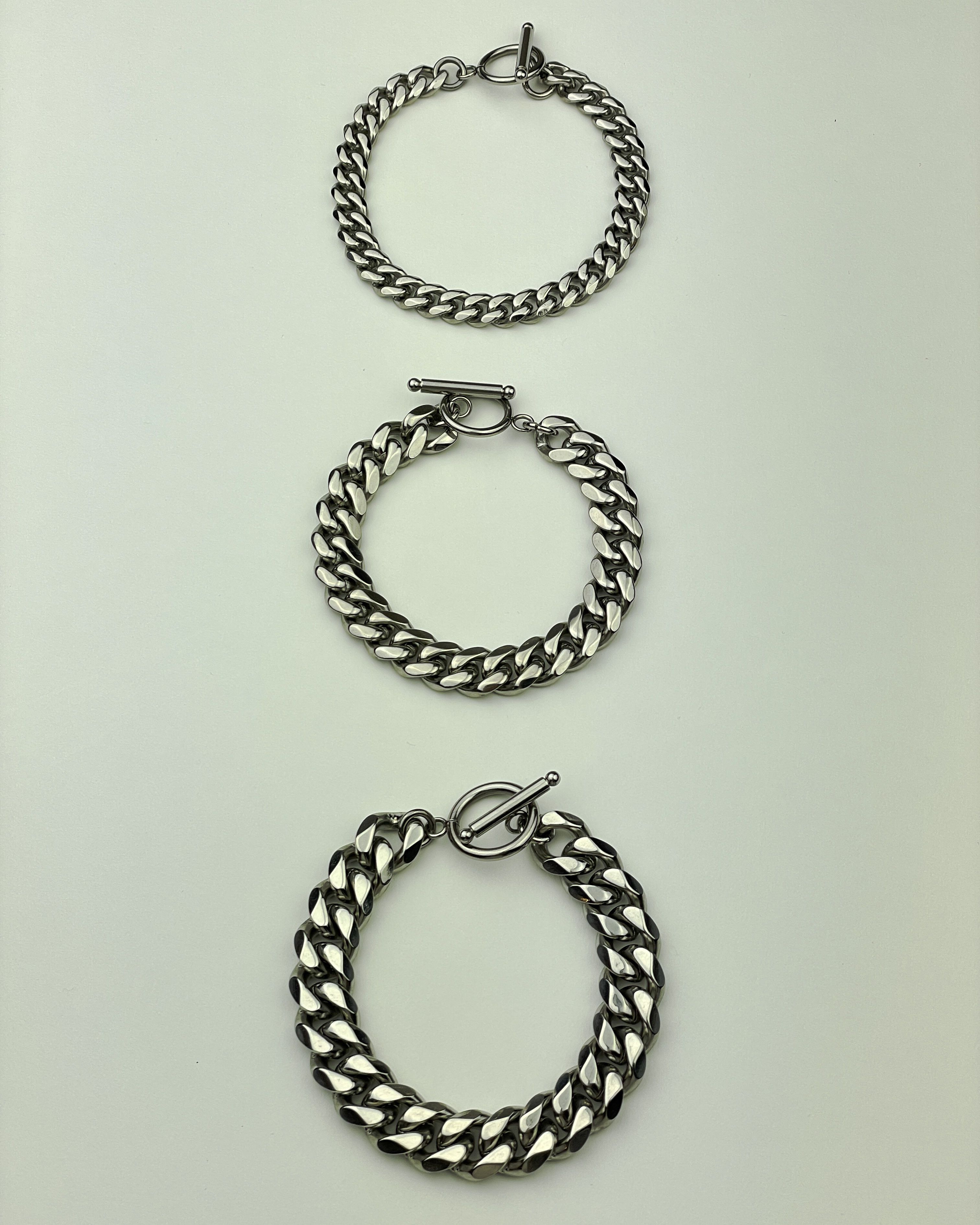 Handmade × Jewelry Chunky Stainless Steel Bracelet for Men & Women 12mm - 7.0" Size ONE SIZE - 5 Thumbnail