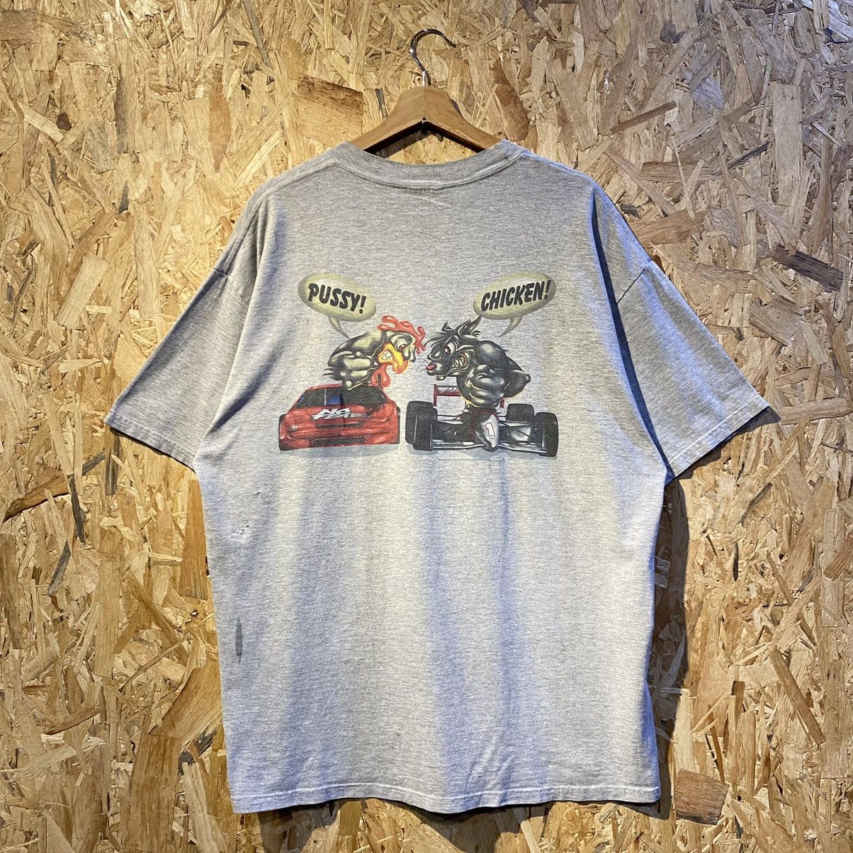 Vintage 1993 No Fear Pussy Vs Chicken Racing T Shirt XLarge