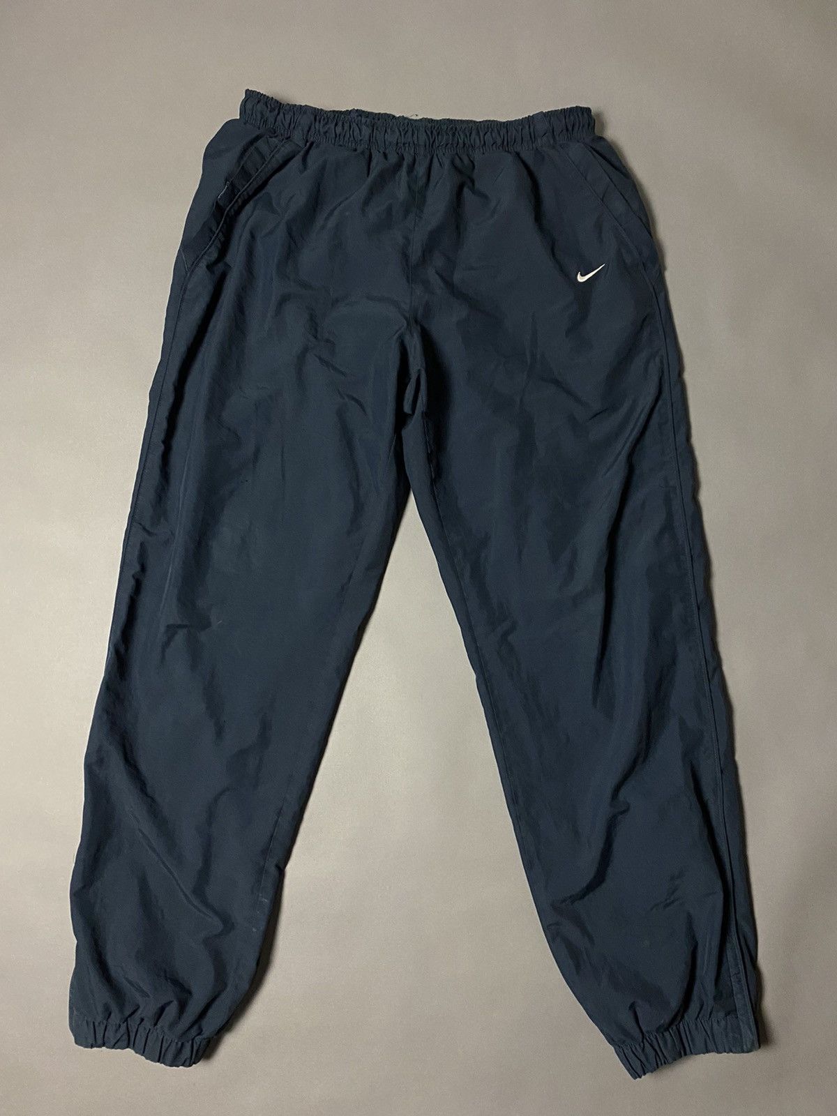 Nike × Vintage Nike vintage navy track pants small swoosh 2000s Size US 34 / EU 50 - 1 Thumbnail