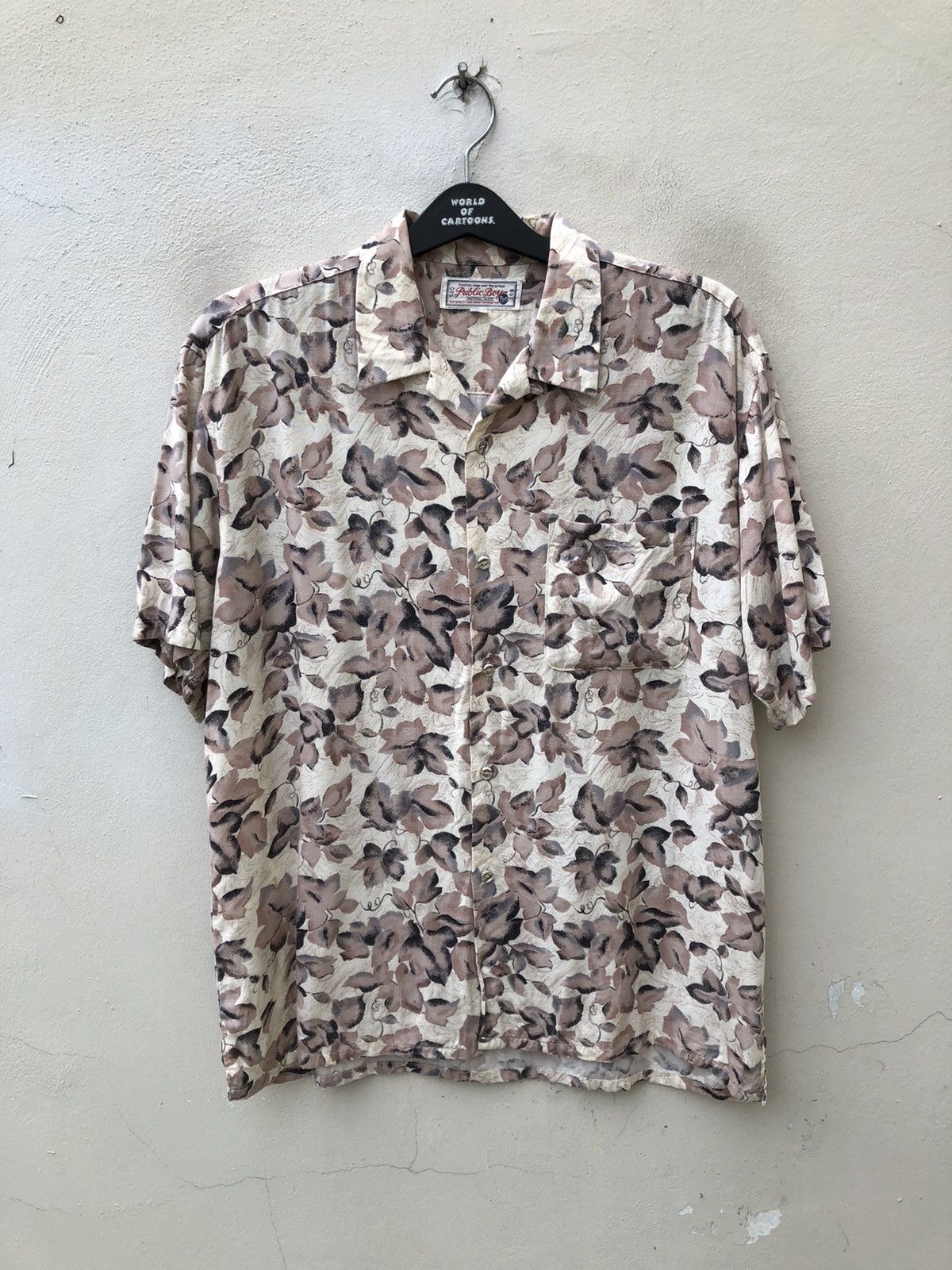Vintage Vintage 90s Public Boy Japan Leaves Hawaiian Rayon Shirt Size US L / EU 52-54 / 3 - 3 Thumbnail