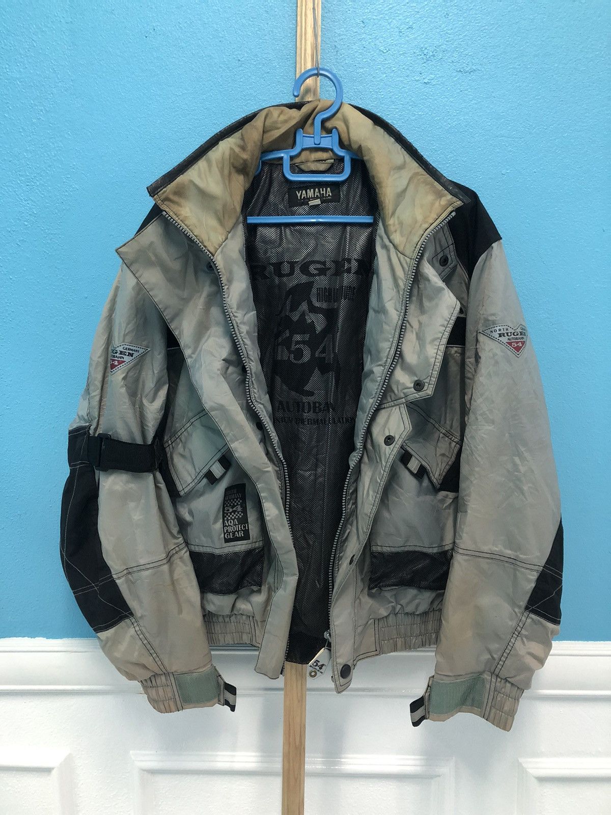 image of Racing x Vintage Yamaha Rugen Aqa Protect Gear Rider Jacket in Silver, Men's (Size Large)