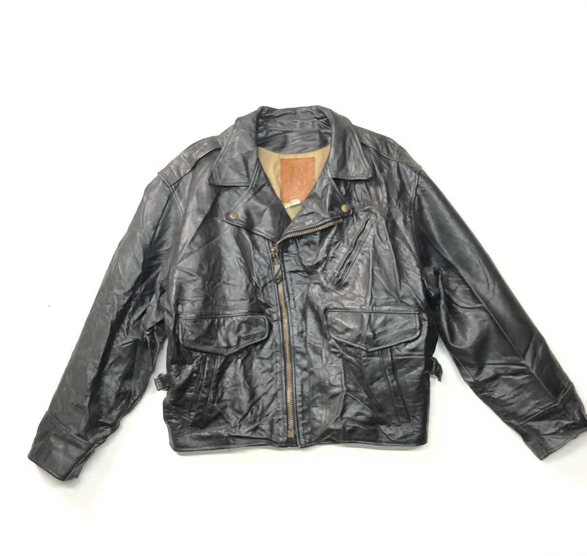 RARE🔥VINTAGE 80s GOLDEN BEAR DOUBLE COLLAR LEATHER JACKET
