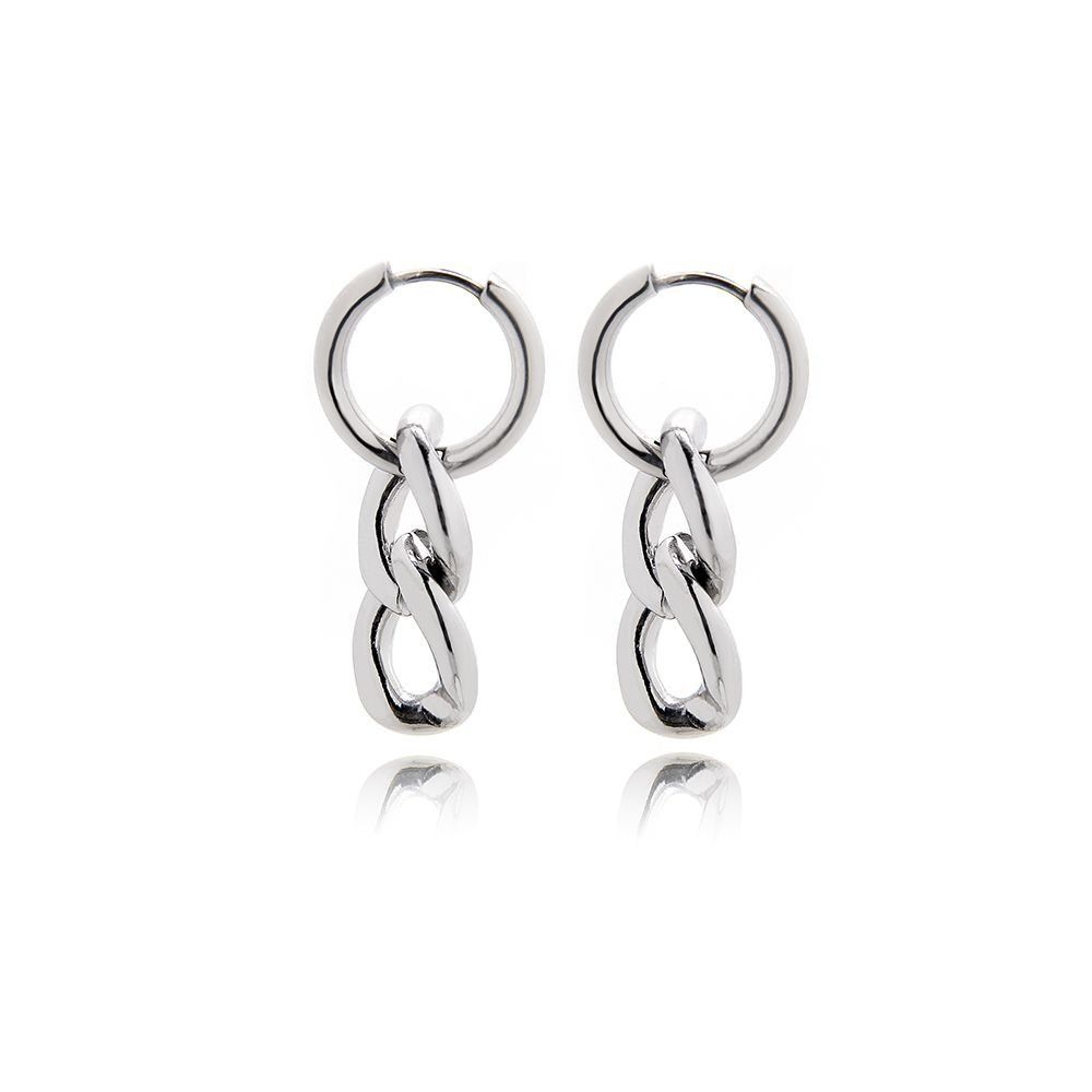 Jewelry × Vintage Fashion Punk Men's Titanium Steel Chain Earrings Size ONE SIZE - 4 Thumbnail