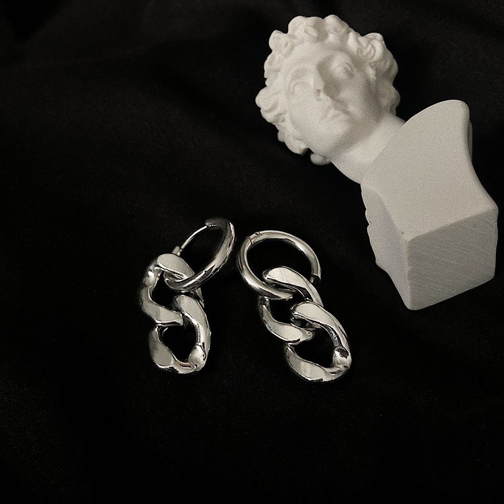 Jewelry × Vintage Fashion Punk Men's Titanium Steel Chain Earrings Size ONE SIZE - 1 Thumbnail