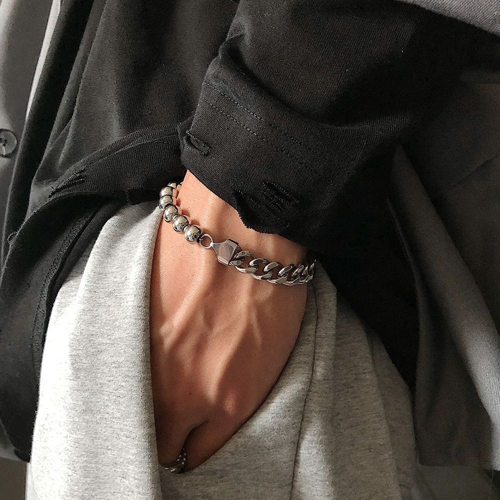 Jewelry × Vintage Stylish Ball Chain Splicing Gothic Bracelet Size ONE SIZE - 1 Thumbnail