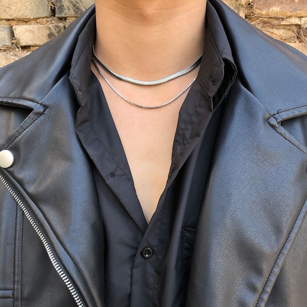 Jewelry × Vintage Punk Wind Snake Bone Titanium Steel Couple Clavicle Chain Size ONE SIZE - 2 Thumbnail