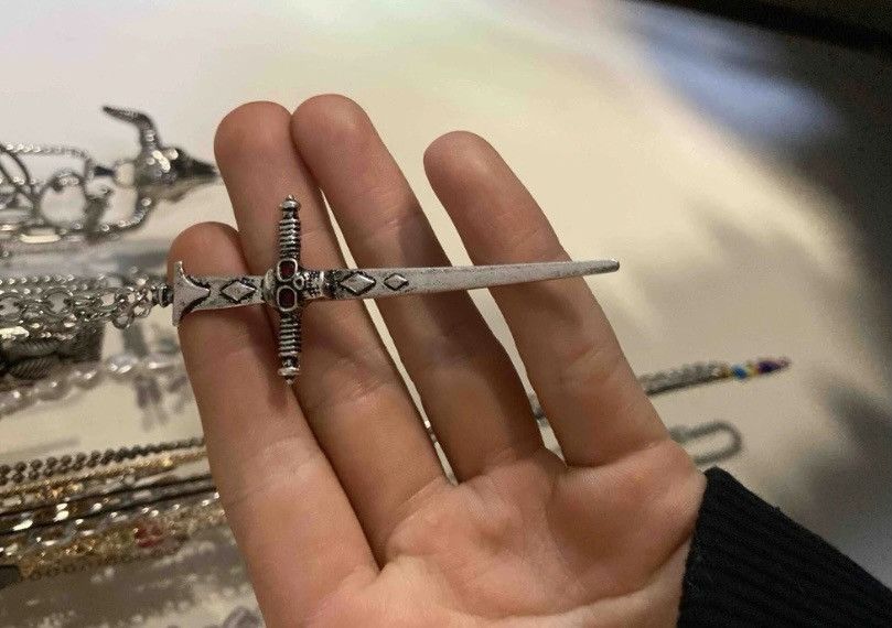 Vintage Silver skull sword pendant Size ONE SIZE - 2 Thumbnail