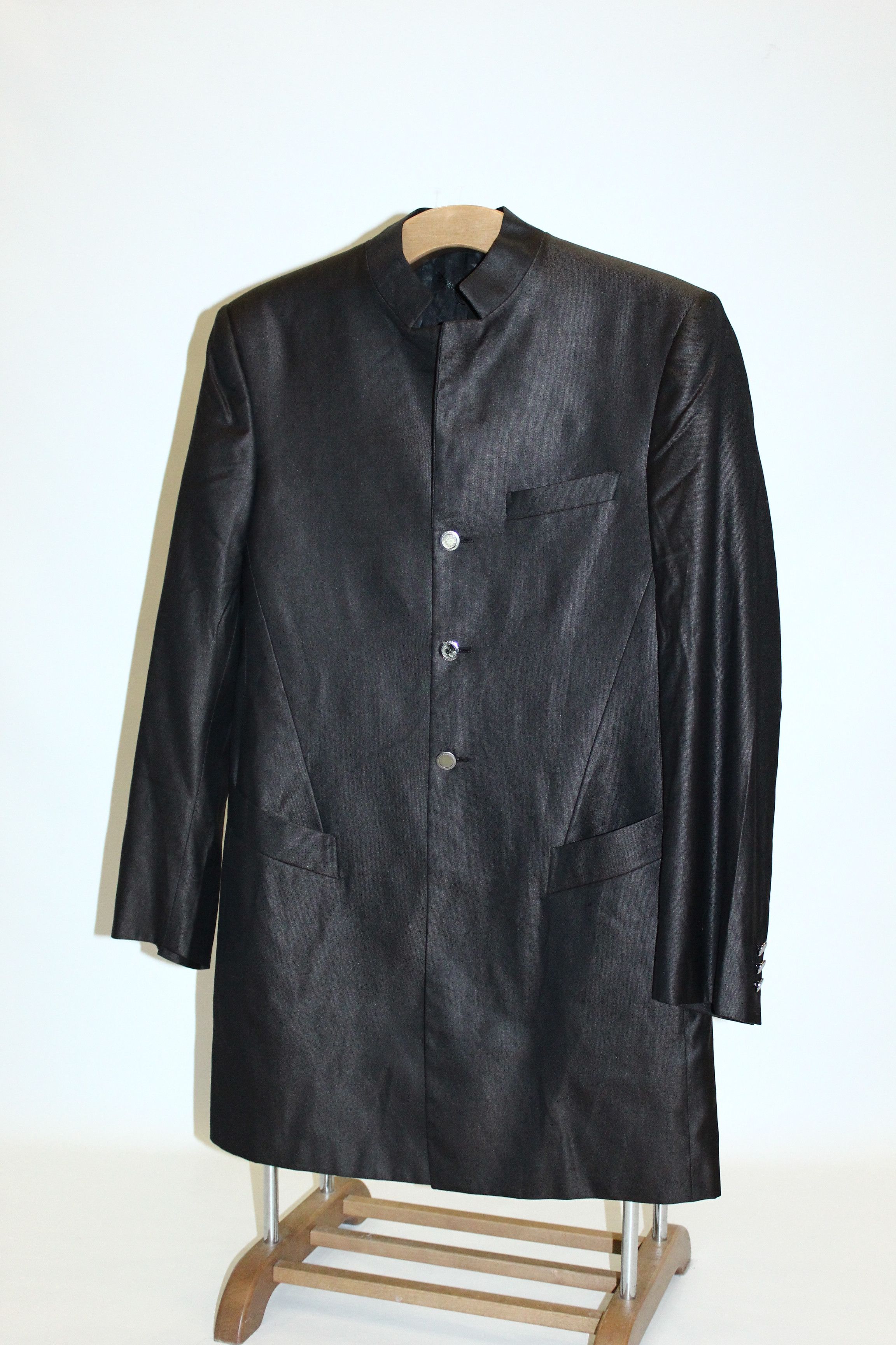 Carlo Pignatelli VTG🔥Archetipo Couture Satin Silk Wool Trench Coat Size US L / EU 52-54 / 3 - 14 Thumbnail