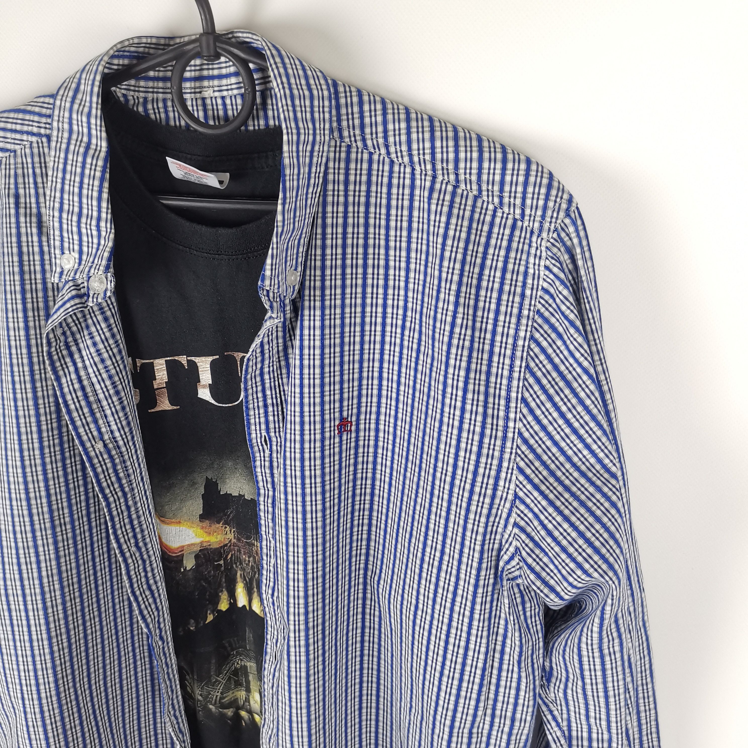 Merc Merc London check plaid blue shirt Size US L / EU 52-54 / 3 - 4 Thumbnail