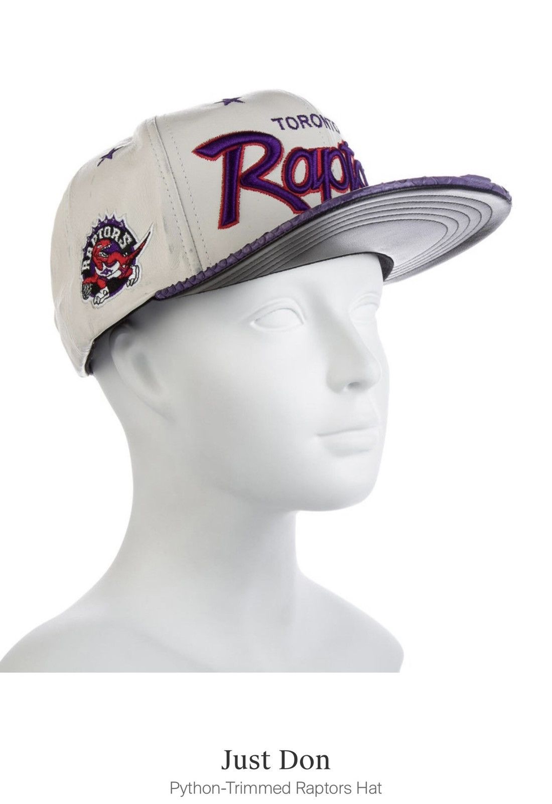 Just Don x Mitchell & Ness python trimmed Raptors cap