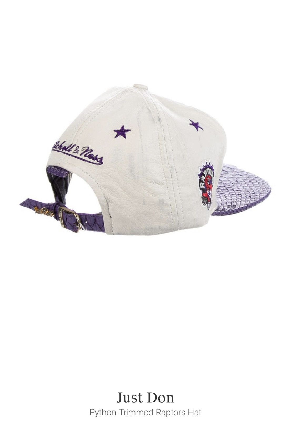 Just Don x Mitchell & Ness python trimmed Raptors cap
