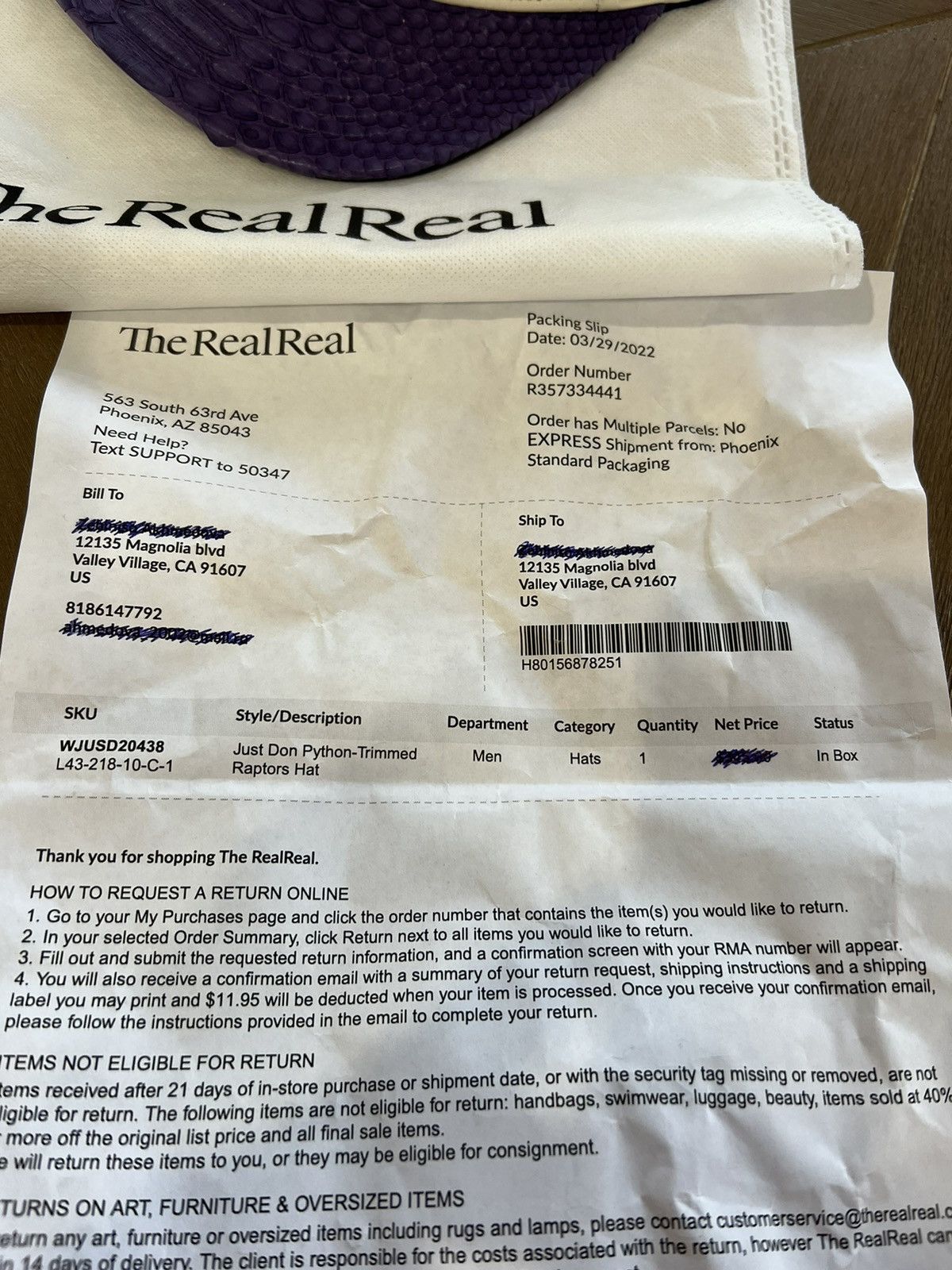 Just Don x Mitchell & Ness python trimmed Raptors cap