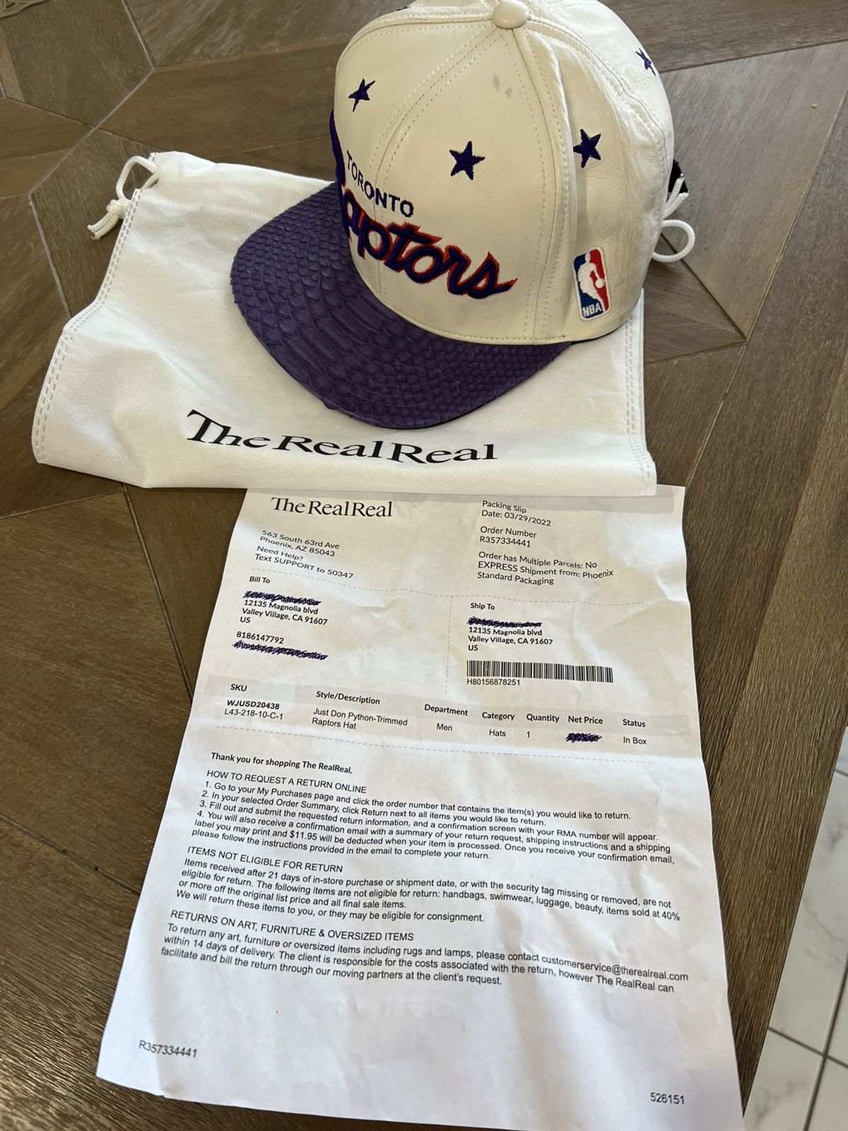 Just Don x Mitchell & Ness python trimmed Raptors cap