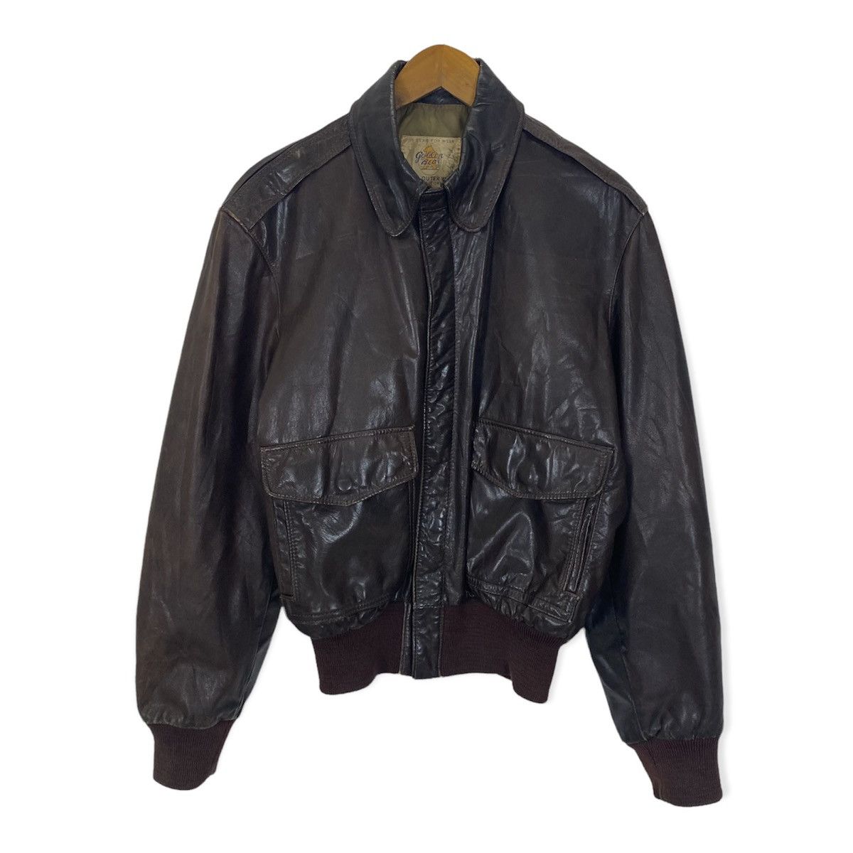 Vintage VINTAGE GOLDEN BEAR LEATHER BOMBER JACKET SIZE 40 Size US M / EU 48-50 / 2 - 1 Thumbnail