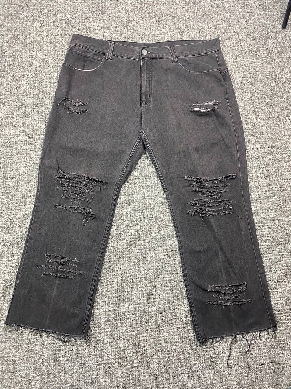 If Six Was Nine × Le Grande Bleu (L.G.B.) vintage distressed denim jeans black bondage grunge style Size US 42 / EU 58 - 1 Thumbnail