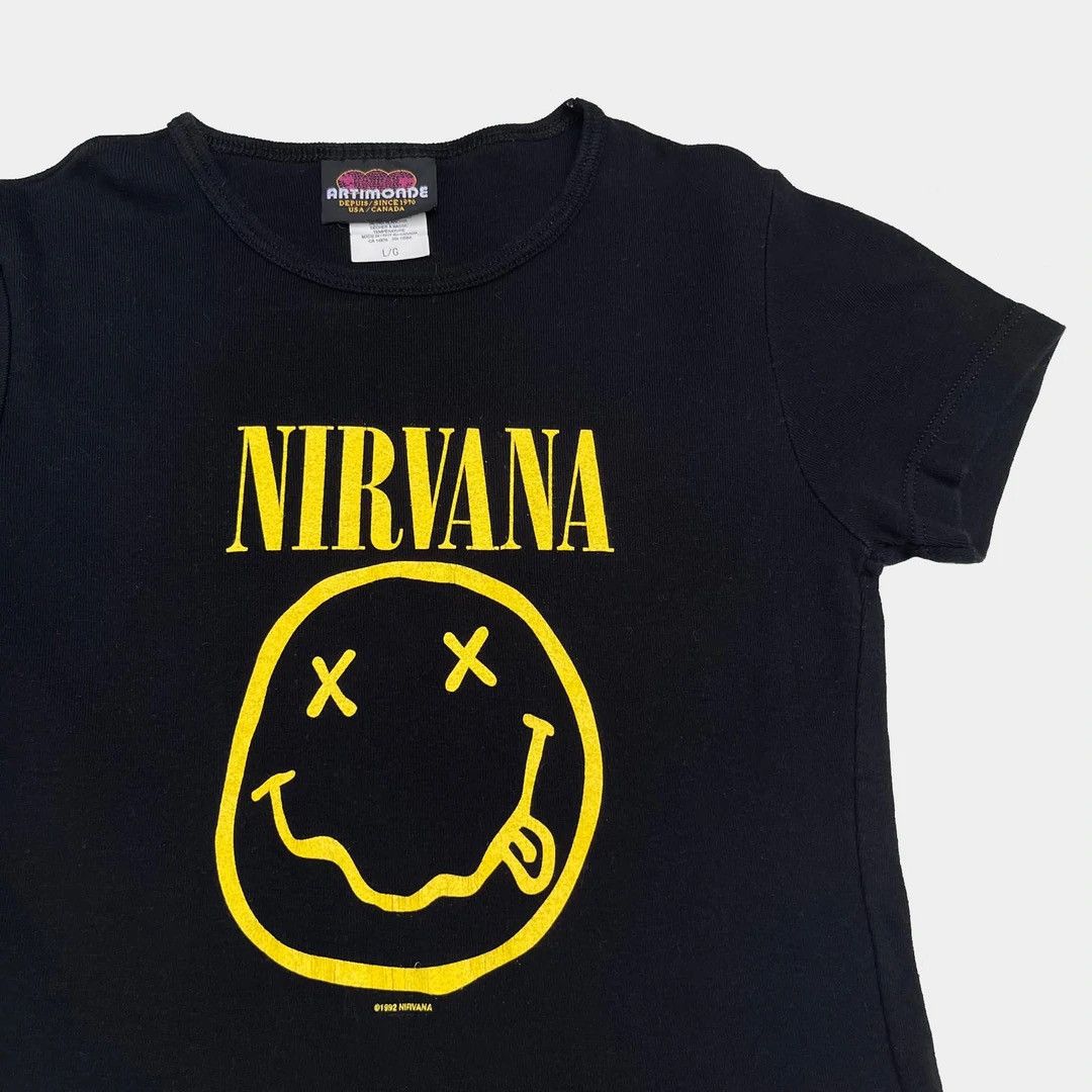 Band Tees × Nirvana × Vintage Nirvana 92 90s Nevermind Smiley Baby Girl Vintage Top Tee Size US M / EU 48-50 / 2 - 2 Thumbnail