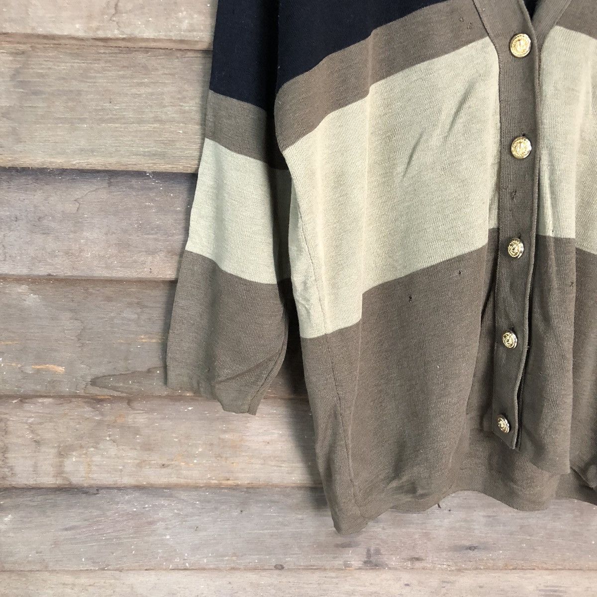 Japanese Brand Japanese Brand Brown Stripe Cardigan #H052 Size US L / EU 52-54 / 3 - 4 Thumbnail