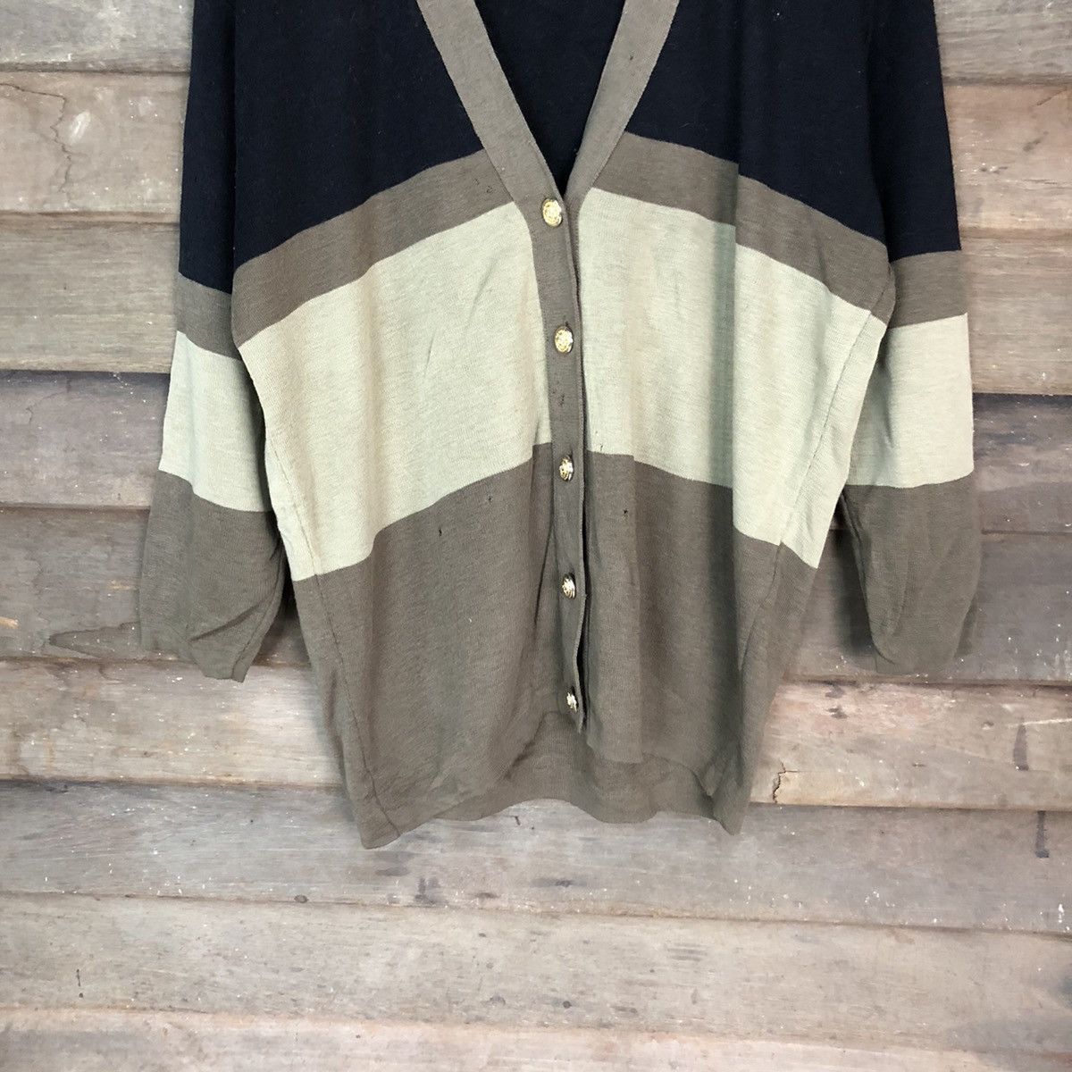 Japanese Brand Japanese Brand Brown Stripe Cardigan #H052 Size US L / EU 52-54 / 3 - 3 Thumbnail