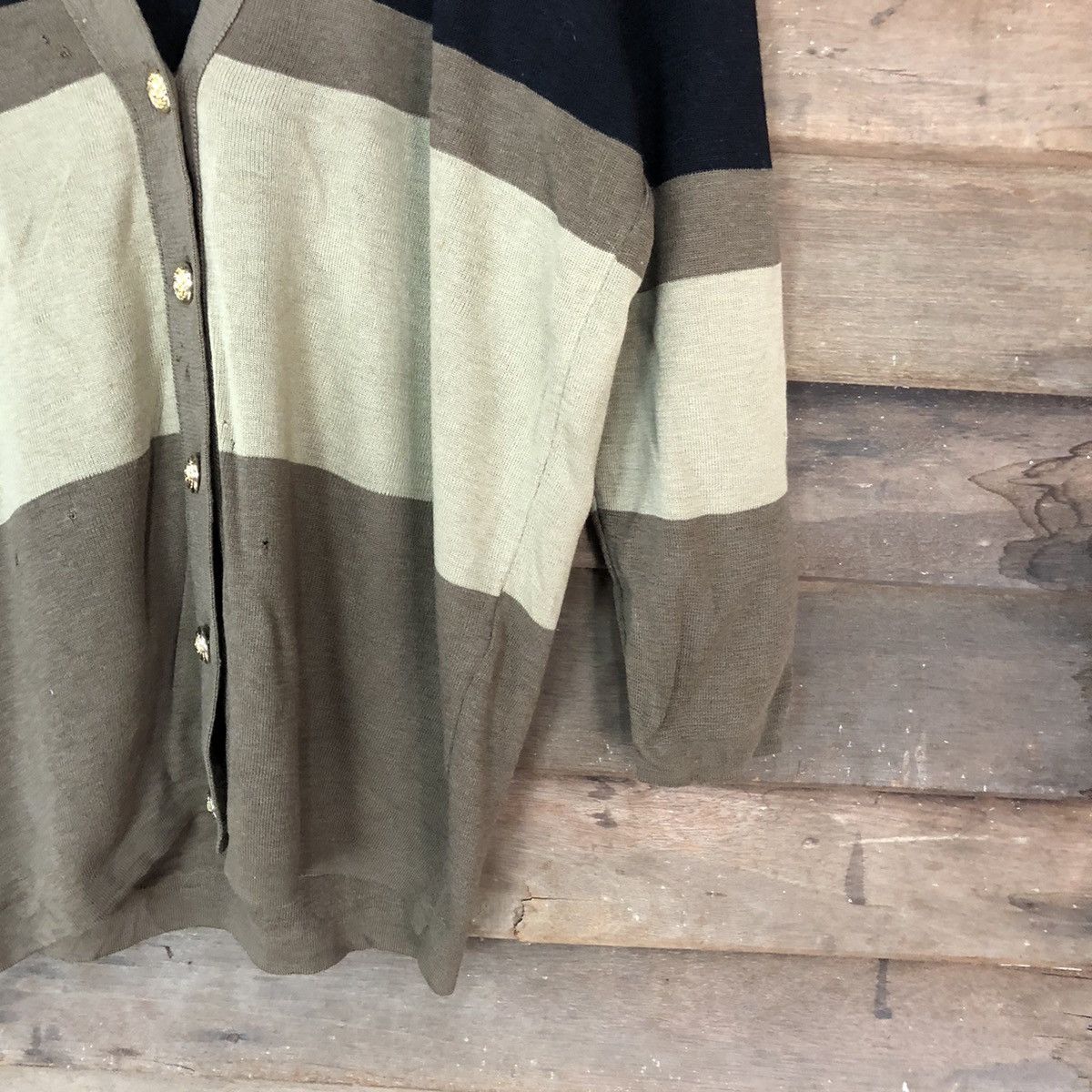 Japanese Brand Japanese Brand Brown Stripe Cardigan #H052 Size US L / EU 52-54 / 3 - 5 Thumbnail
