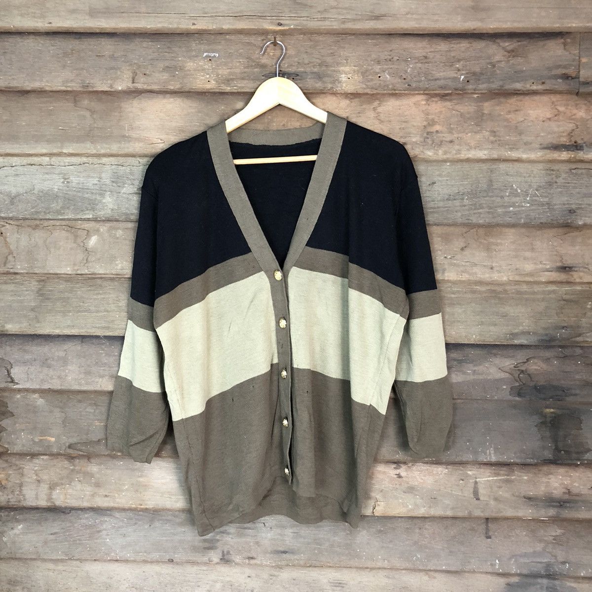 Japanese Brand Japanese Brand Brown Stripe Cardigan #H052 Size US L / EU 52-54 / 3 - 1 Thumbnail
