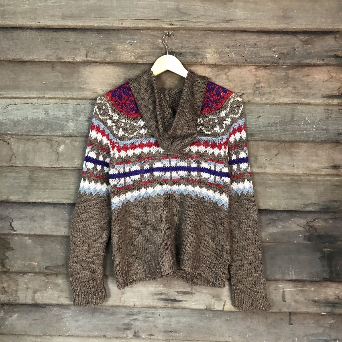 Aran Isles Knitwear 3 Can 4 on Brown Hoodie Knitwear cardigan #H049 Size US S / EU 44-46 / 1 - 8 Thumbnail