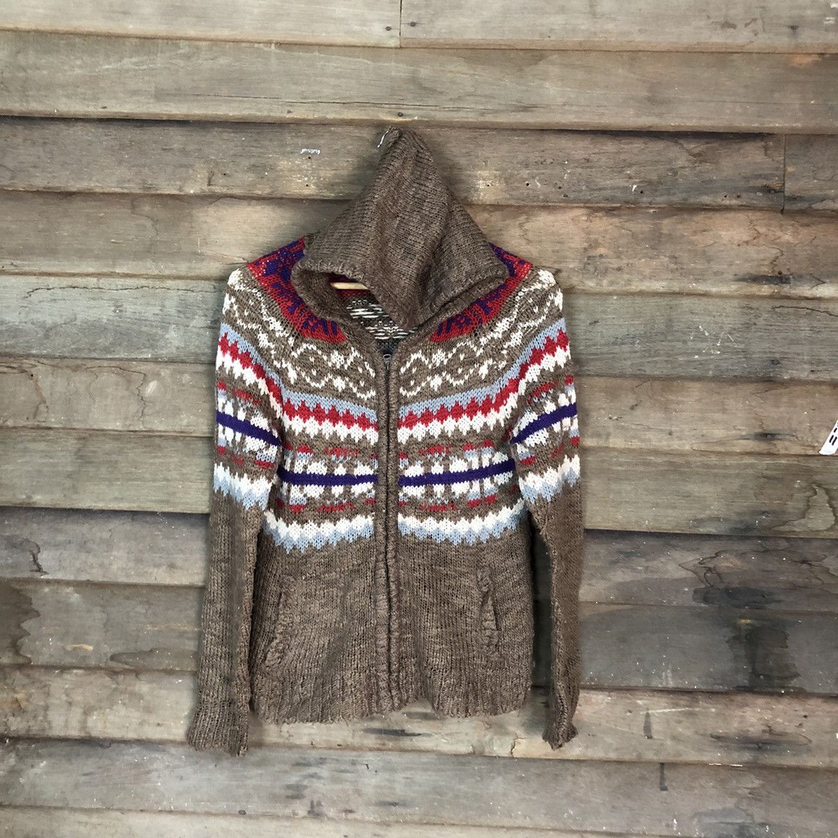Aran Isles Knitwear 3 Can 4 on Brown Hoodie Knitwear cardigan #H049 Size US S / EU 44-46 / 1 - 1 Thumbnail