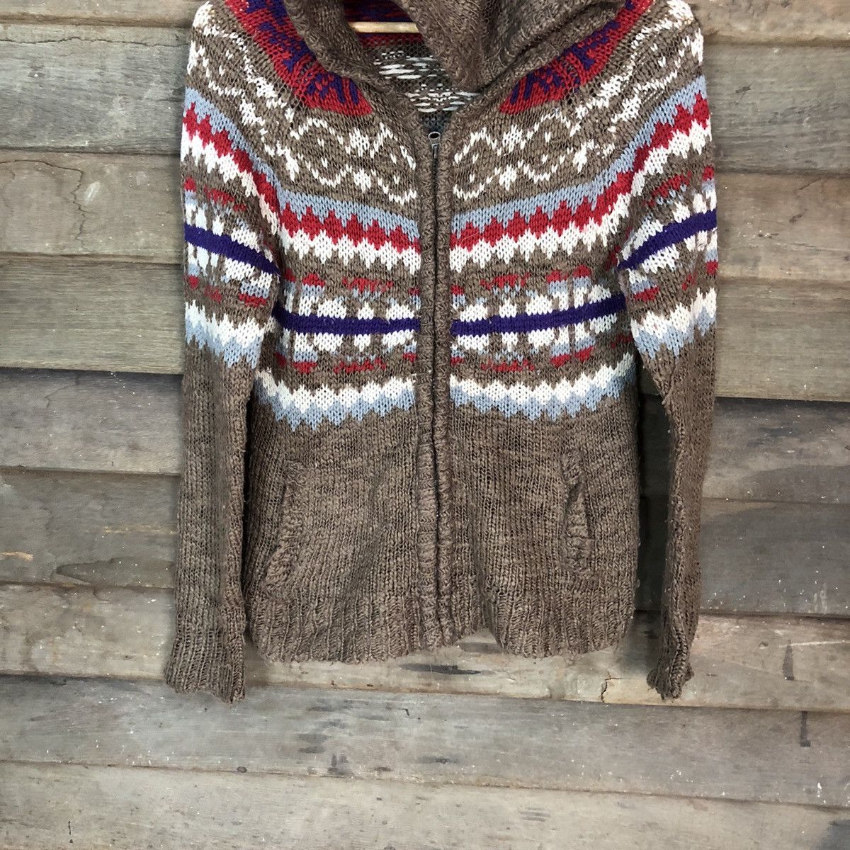 Aran Isles Knitwear 3 Can 4 on Brown Hoodie Knitwear cardigan #H049 Size US S / EU 44-46 / 1 - 3 Thumbnail