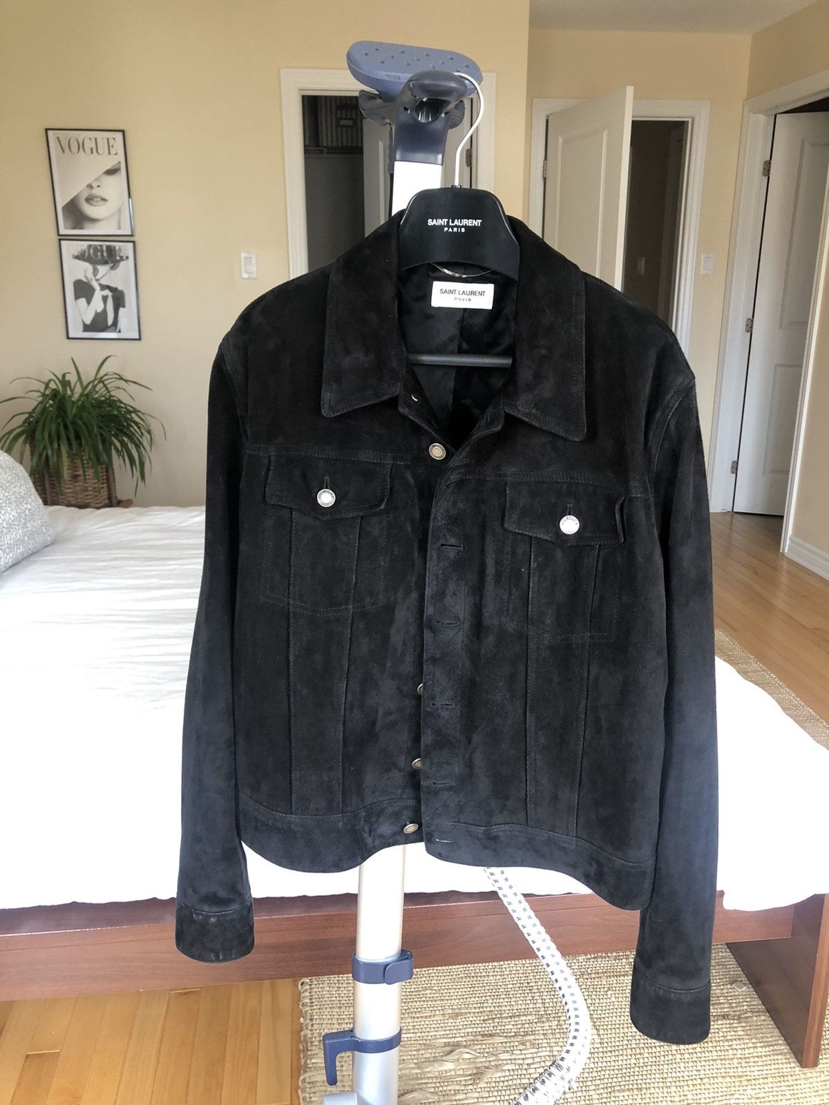 Saint Laurent Suede Trucker Jacket in 52