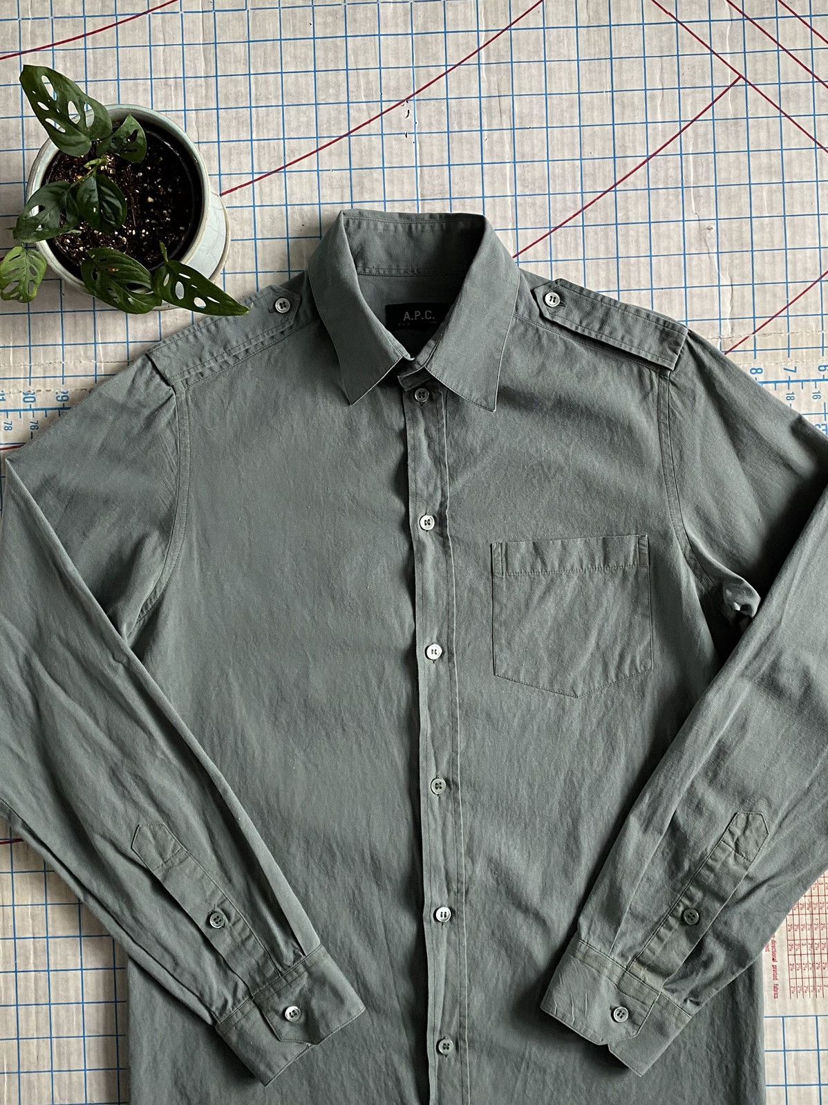A.P.C. × Vintage Vintage APC Button Up Shirt Size 2 Fits Small Seafoam Green Size US S / EU 44-46 / 1 - 3 Thumbnail