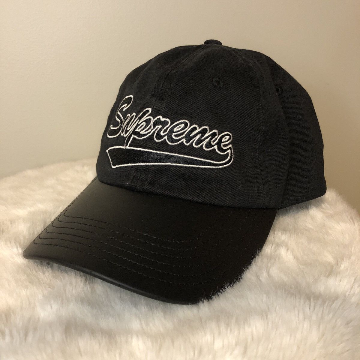 Supreme Supreme Leather Visor 6-Panel Black | Grailed