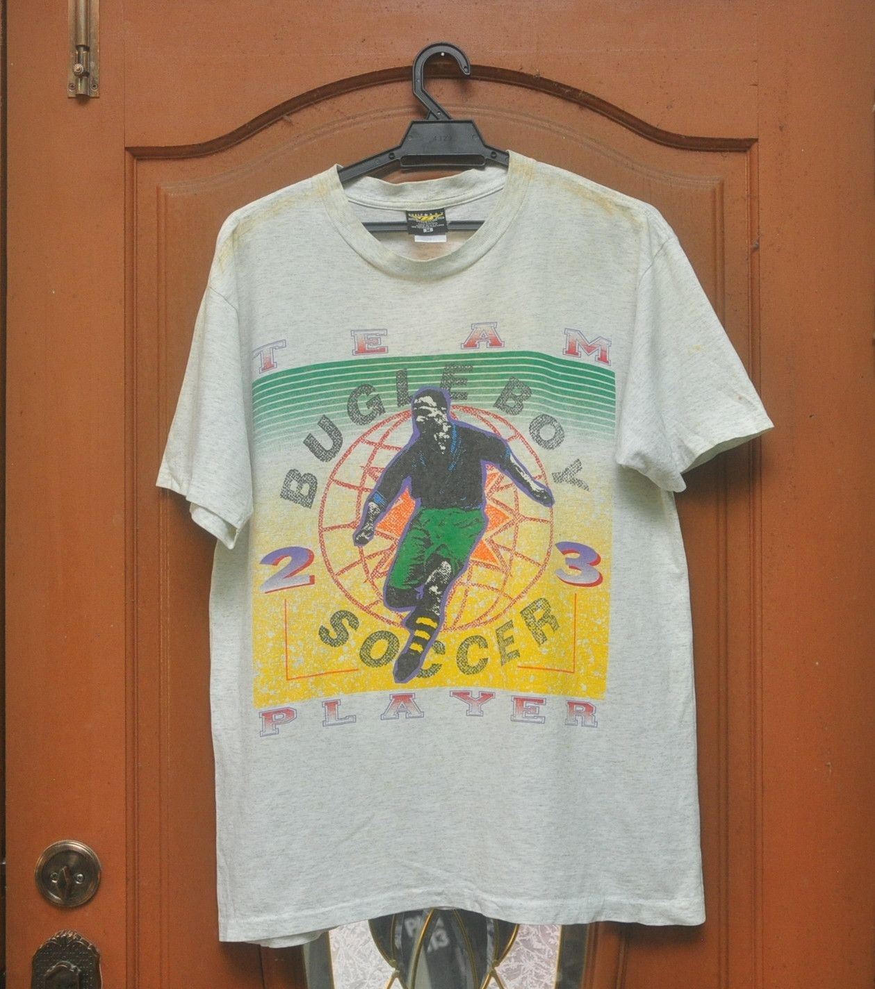 Vintage Vintage Bugle Boy Soccer Made In Usa Big Logo Shirt Size US L / EU 52-54 / 3 - 1 Thumbnail