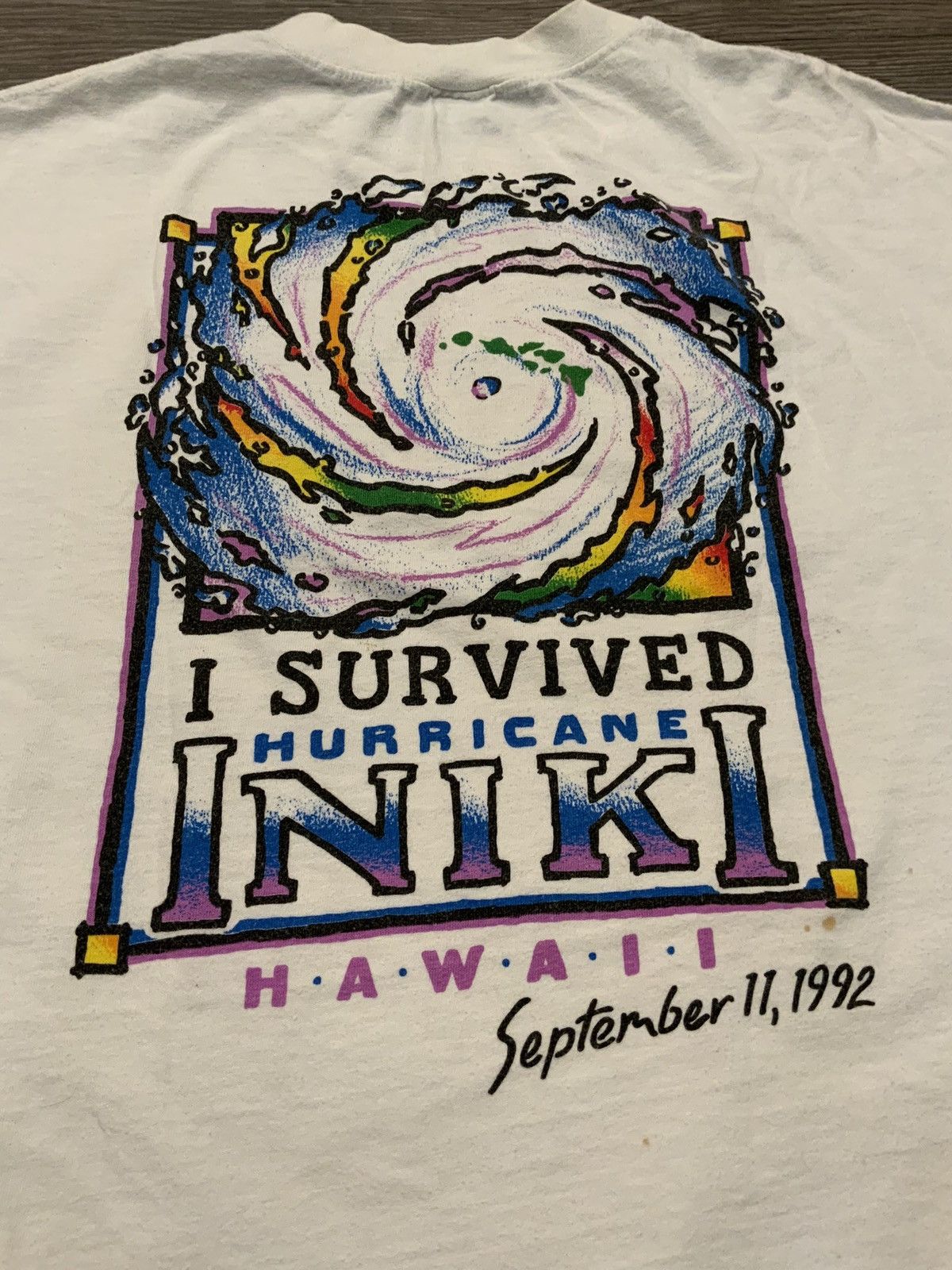 Vintage 1992 Crazy Hawaii I Survived Hurricane Iniki Kauai T-Shirt ...