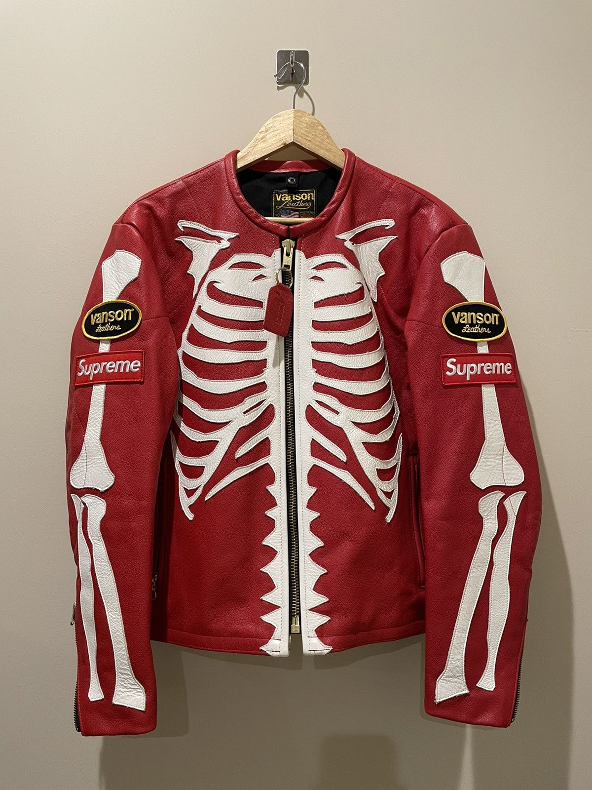 Supreme skeleton jacket clearance red