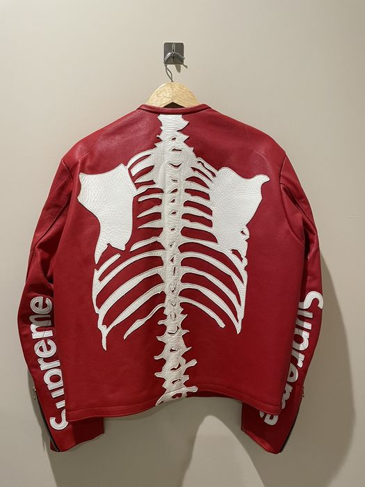 Supreme red skeleton outlet jacket