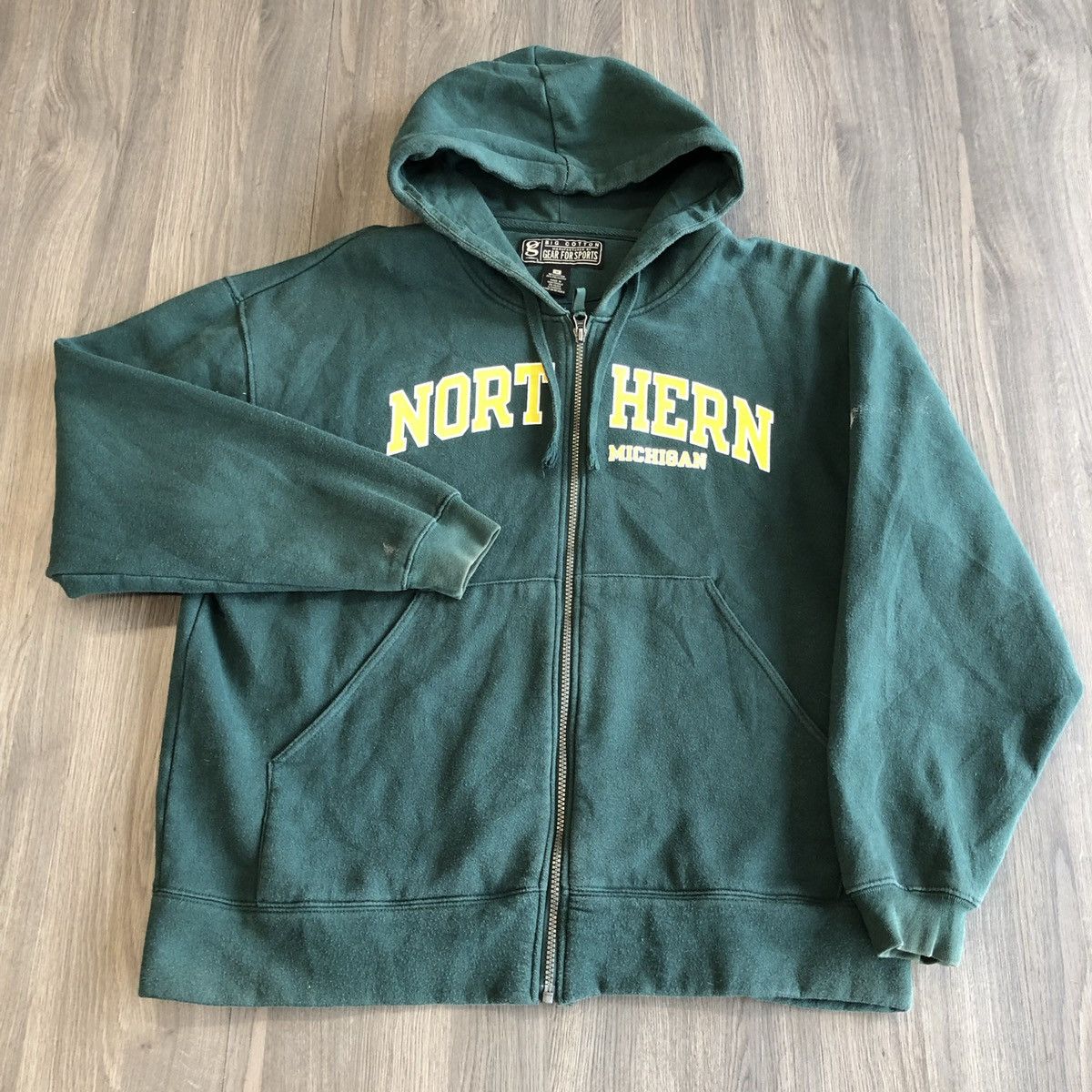 Vintage Vintage Pine Green Michigan State Spellout Hoodie Zip Up XL Size US XL / EU 56 / 4 - 2 Thumbnail