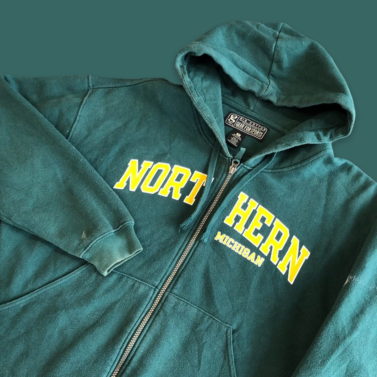 Vintage Vintage Pine Green Michigan State Spellout Hoodie Zip Up XL Size US XL / EU 56 / 4 - 1 Thumbnail