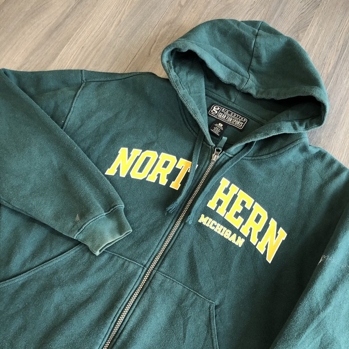 Vintage Vintage Pine Green Michigan State Spellout Hoodie Zip Up XL Size US XL / EU 56 / 4 - 3 Thumbnail