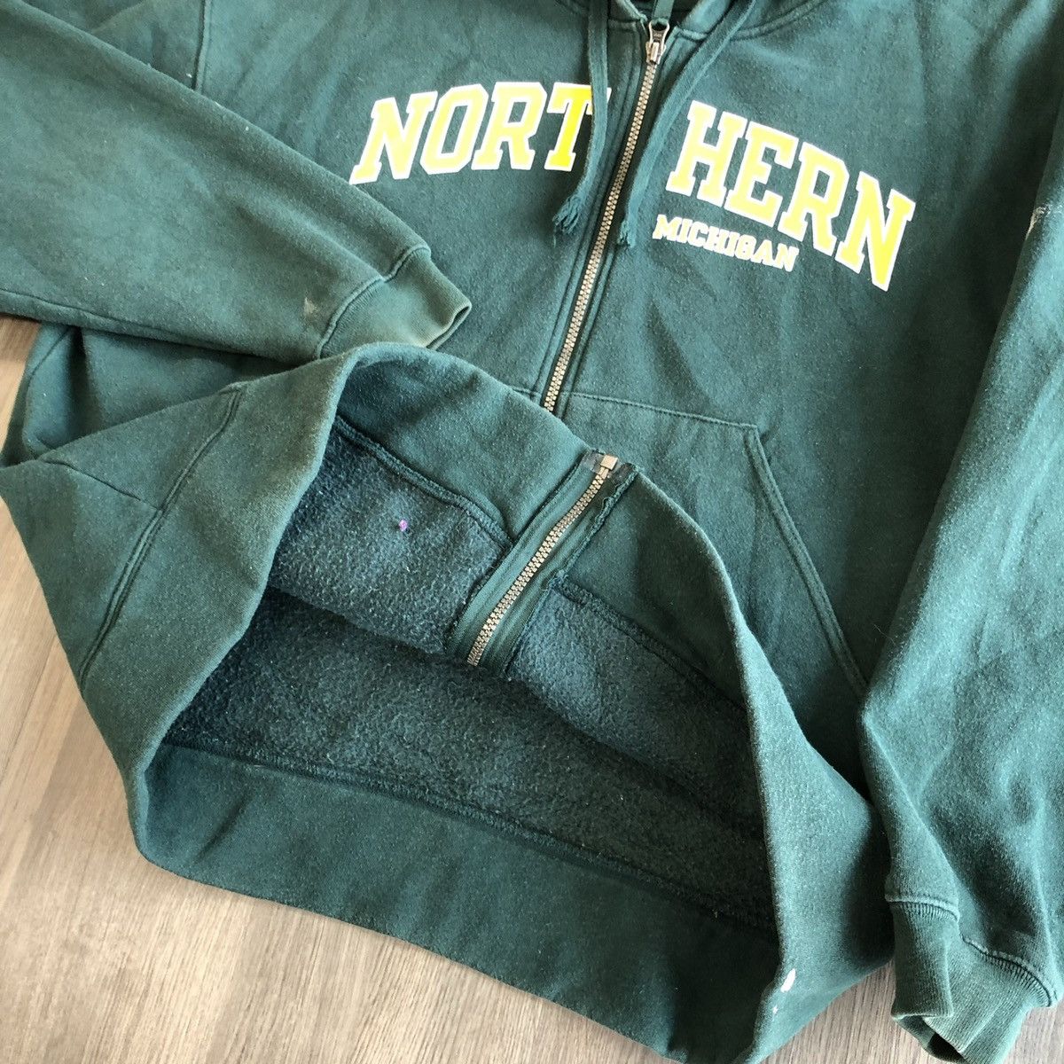 Vintage Vintage Pine Green Michigan State Spellout Hoodie Zip Up XL Size US XL / EU 56 / 4 - 6 Thumbnail