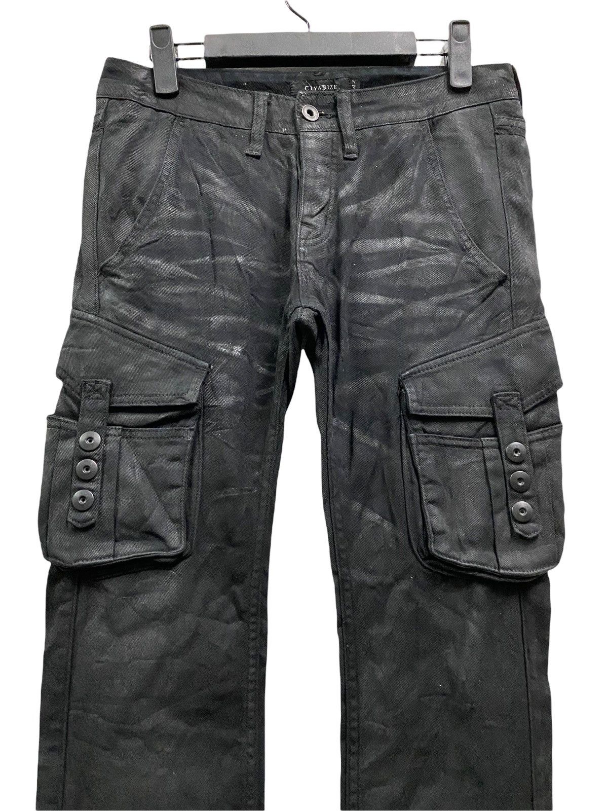 CIVARIZE Civarize Dark Shadow Cargo Zipper Parachute Wax Pants Size US 29 - 3 Thumbnail