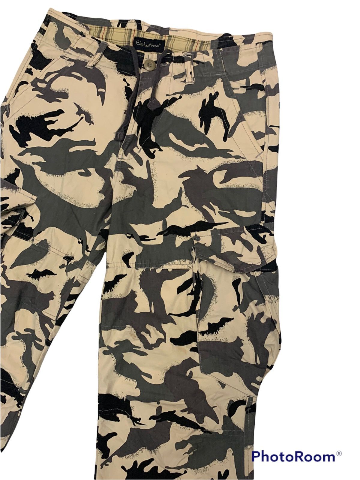 Japanese Brand Elephant bone men camouflage cargo pants drawstring tactical Size US 33 - 2 Thumbnail