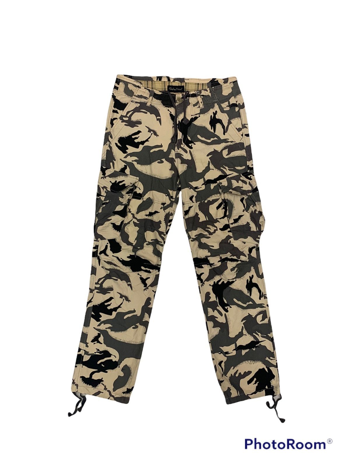 Japanese Brand Elephant bone men camouflage cargo pants drawstring tactical Size US 33 - 1 Thumbnail