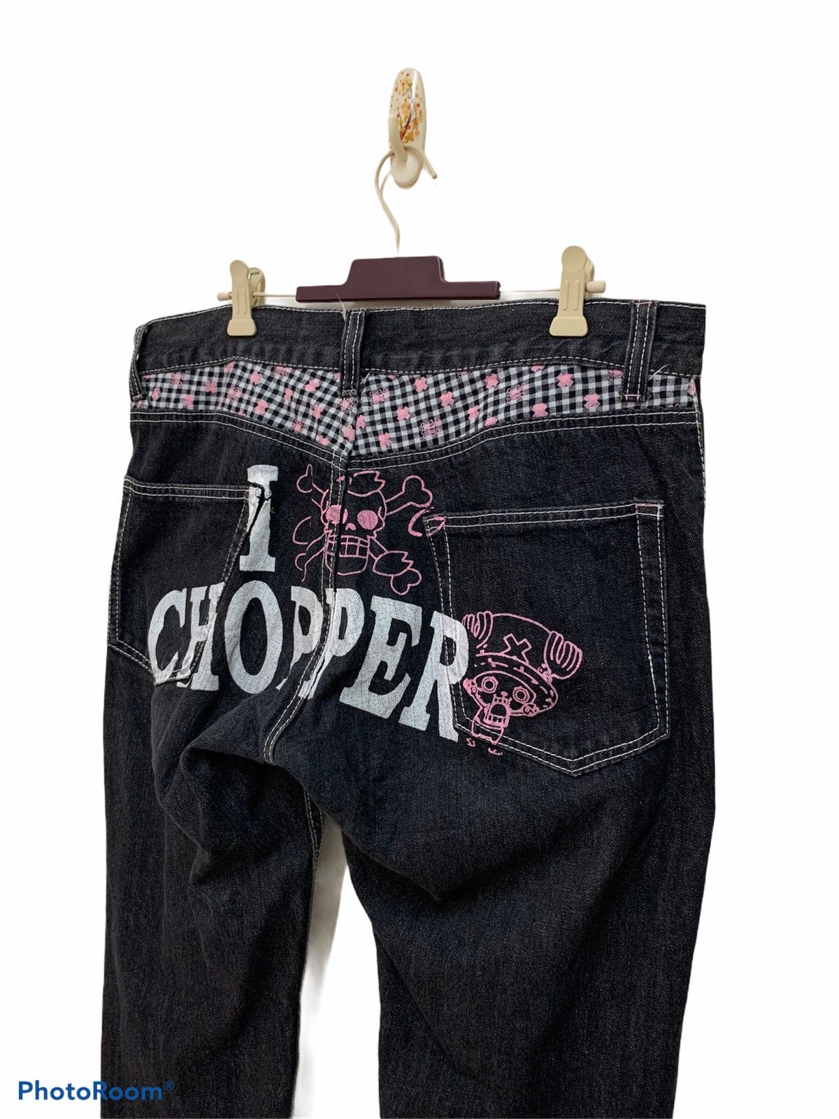 One Piece One piece denim pants big logo spell out anime pants Size US 35 - 3 Thumbnail