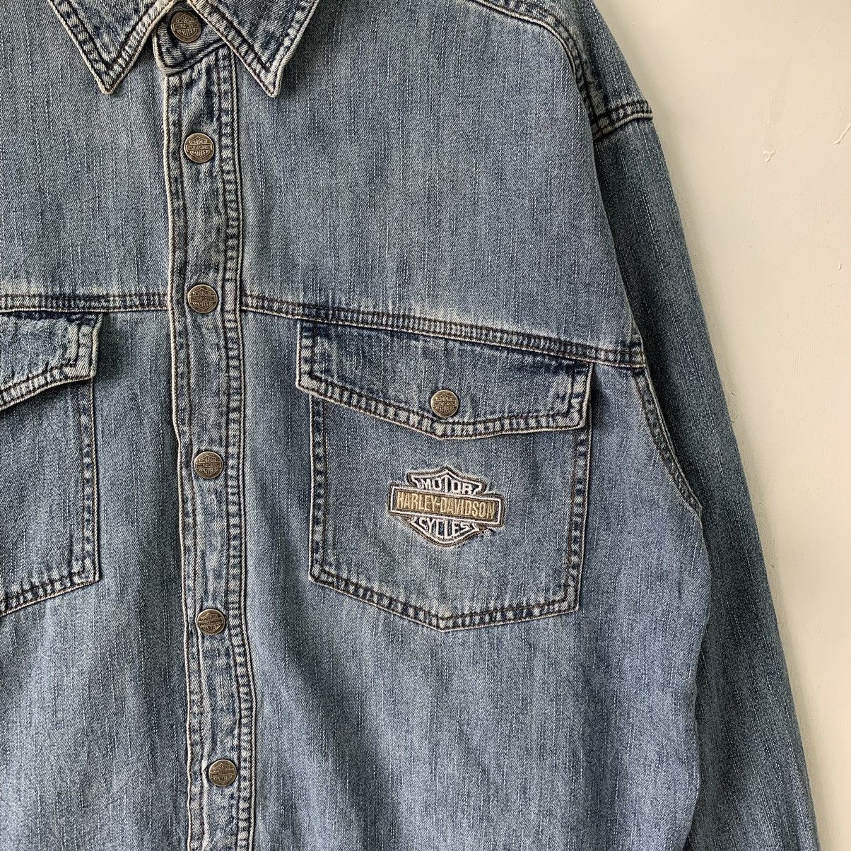 Harley Davidson Vintage Harley Davidson Denim Shirts Size US L / EU 52-54 / 3 - 2 Thumbnail