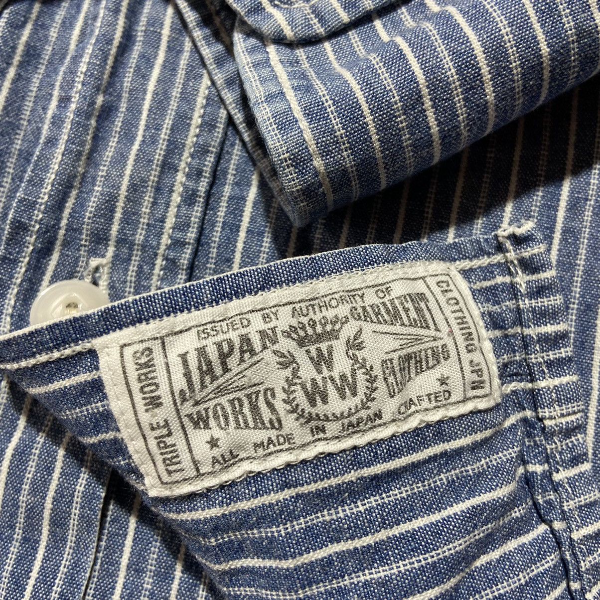 Japanese Brand Vintage Triple Works Stripe Shirt Made in Japan 🇯🇵 Size US S / EU 44-46 / 1 - 6 Thumbnail