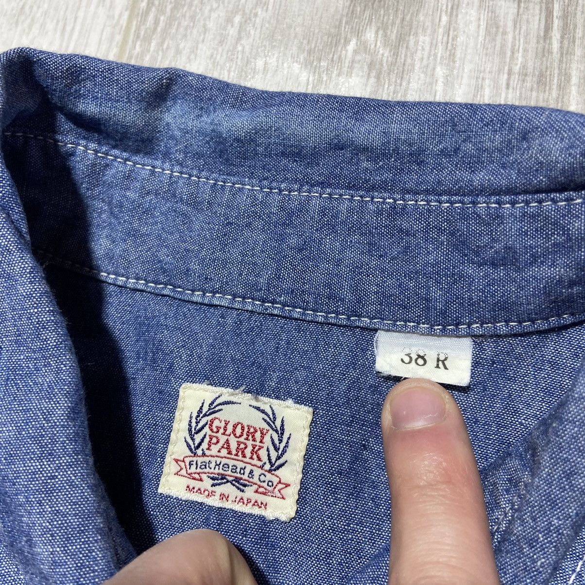 Japanese Brand × The Flat Head × Vintage Vintage Glory Park The Flat Head Denim Shirt Made in Japan 🇯🇵 Size US S / EU 44-46 / 1 - 7 Thumbnail