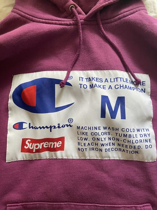 Supreme champion label discount hoodie