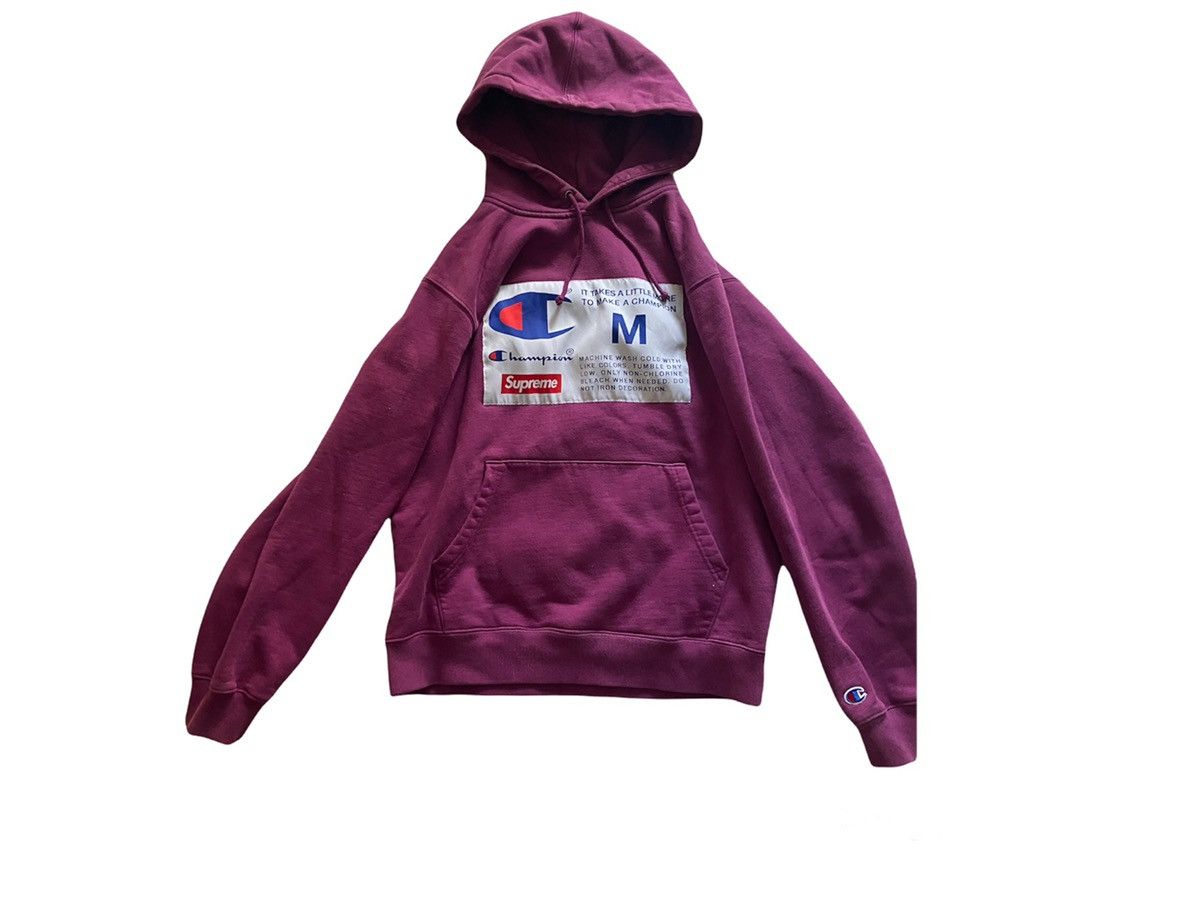 Champion supreme label hoodie hotsell