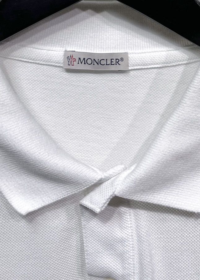 Moncler Moncler White Triple Logo Piqué Polo Size US M / EU 48-50 / 2 - 2 Thumbnail